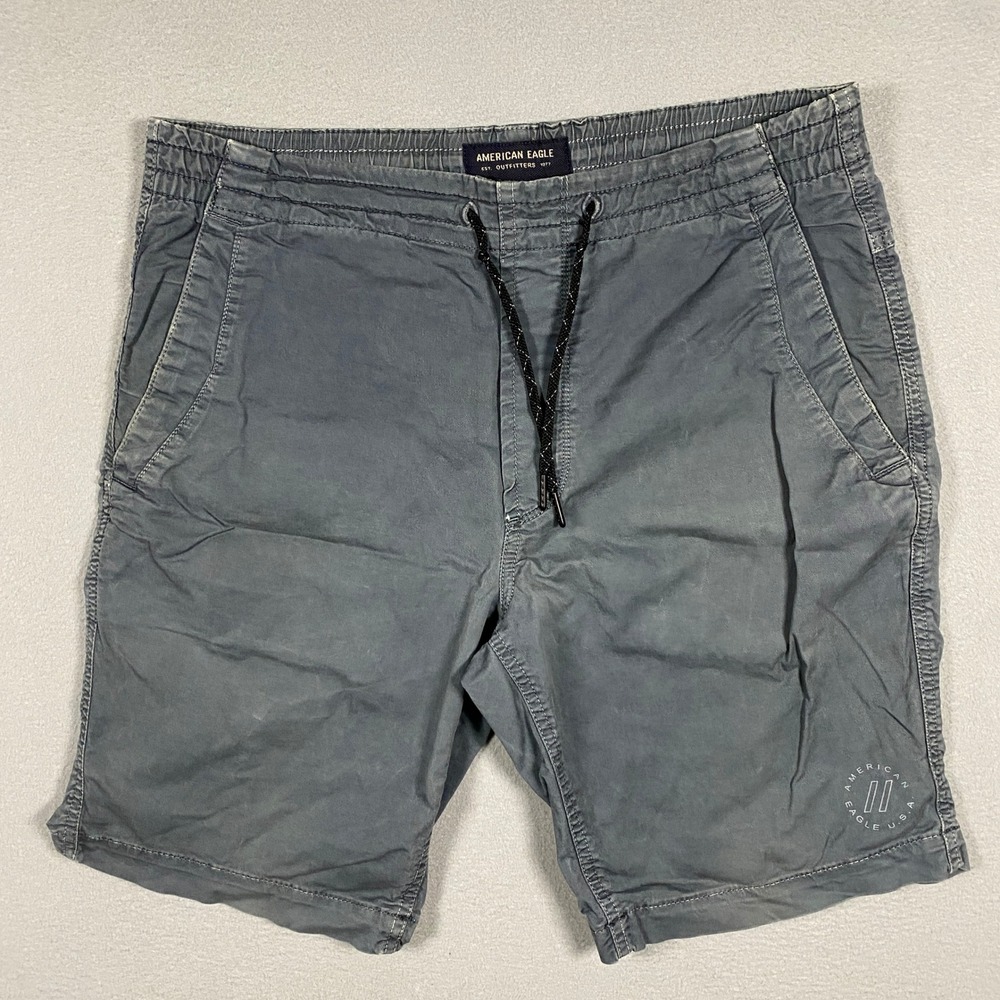 American Eagle Shorts Mens Small Gray Extreme Flex Elastic Waist Drawstring 2588